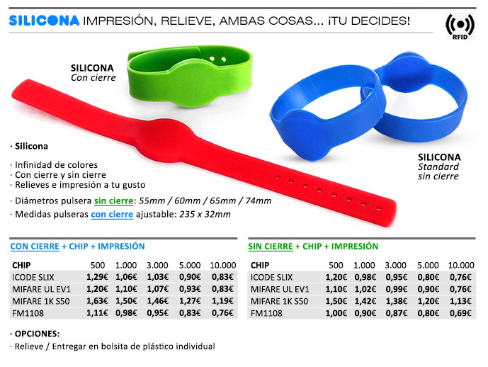 pulsera rfid silicona